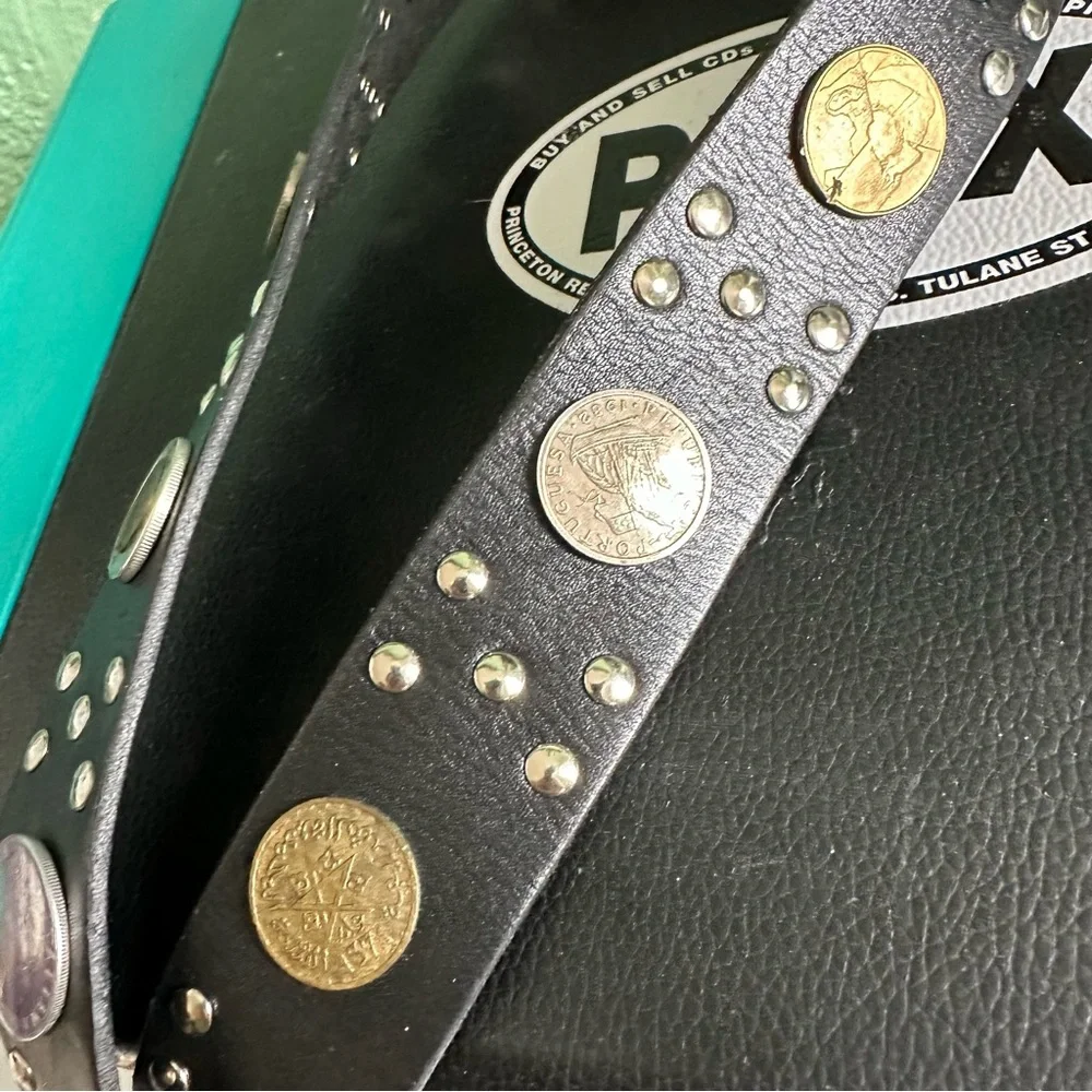 Studded Leather Belts with Coins Handmade in Morocco sz S/M